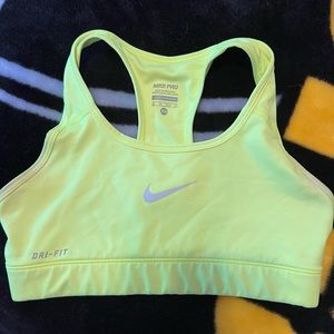 Neon Yellow Nike sports bra